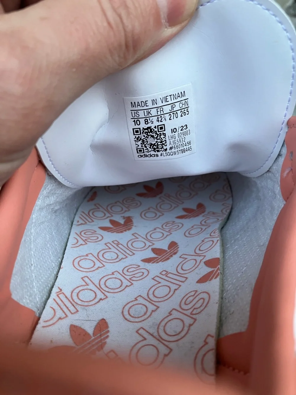 Adidas Samba Leather Sneakers in White & Coral - Picture 16 of 16